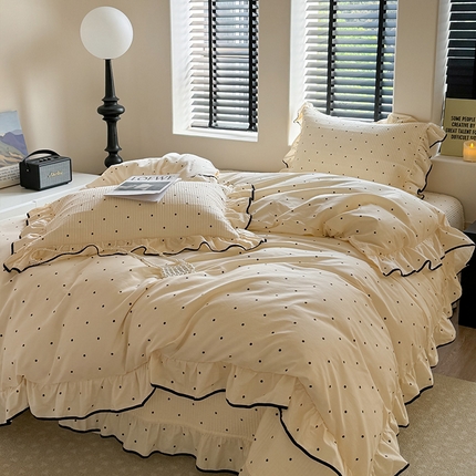 2025春夏新款波点全棉床盖四件套 波点 烛光黄
