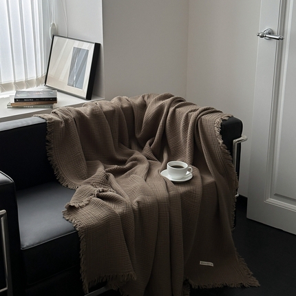 91家纺网 家纺一手货源 找家纺 山舍 2025新款毛毯毯子 黑茶