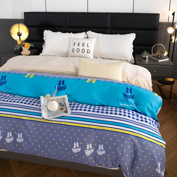 91家纺网 家纺一手货源 找家纺 2025新款纯棉加牛奶绒被套 扬帆起航