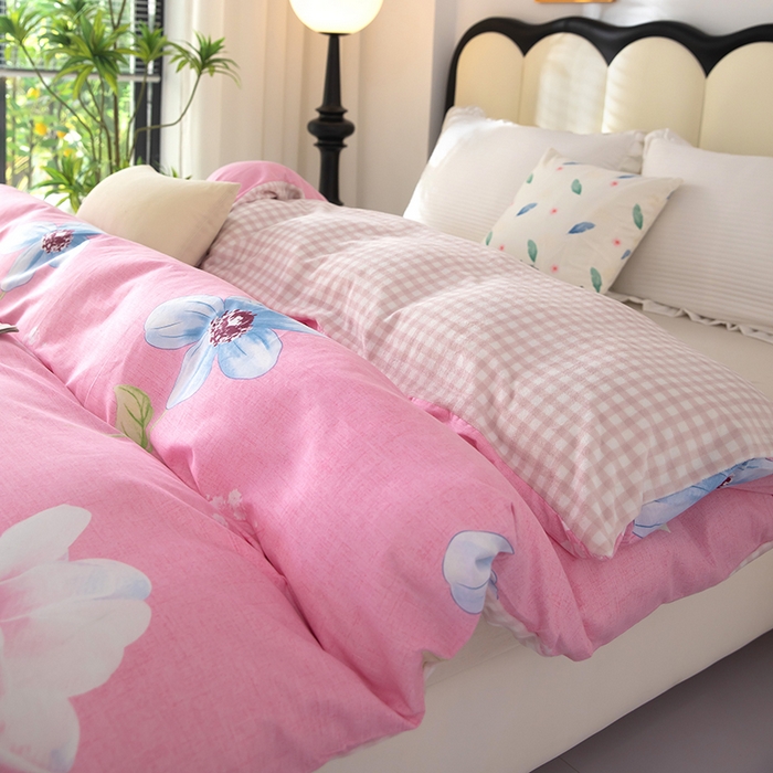 91家纺网 家纺一手货源 找家纺 2025新款纯棉加牛奶绒被套 空谷幽兰