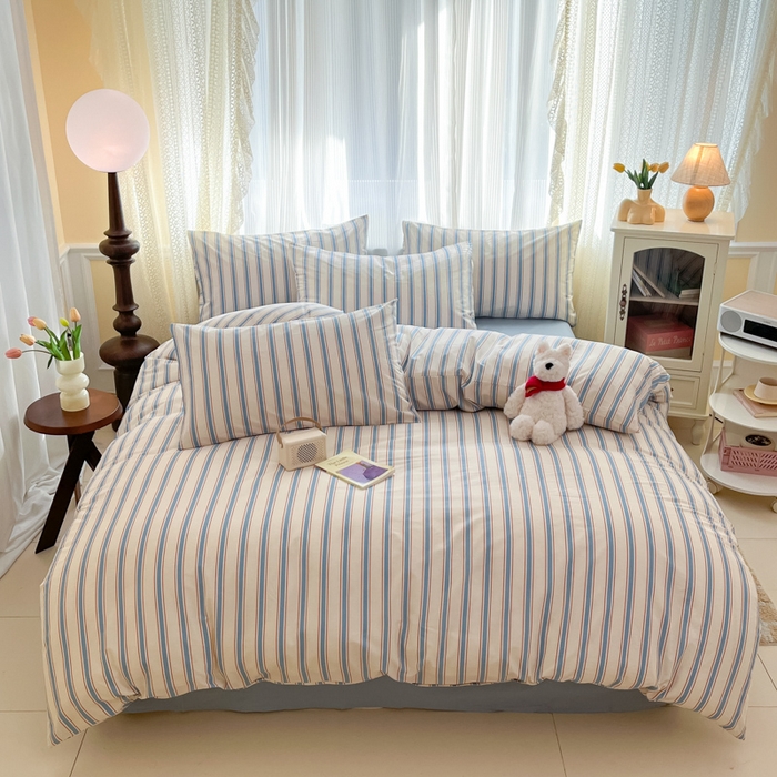 91家纺网 家纺一手货源 找家纺 柠馨 2025新款13372全棉印花莫凡彼系列四件套第一批 空青