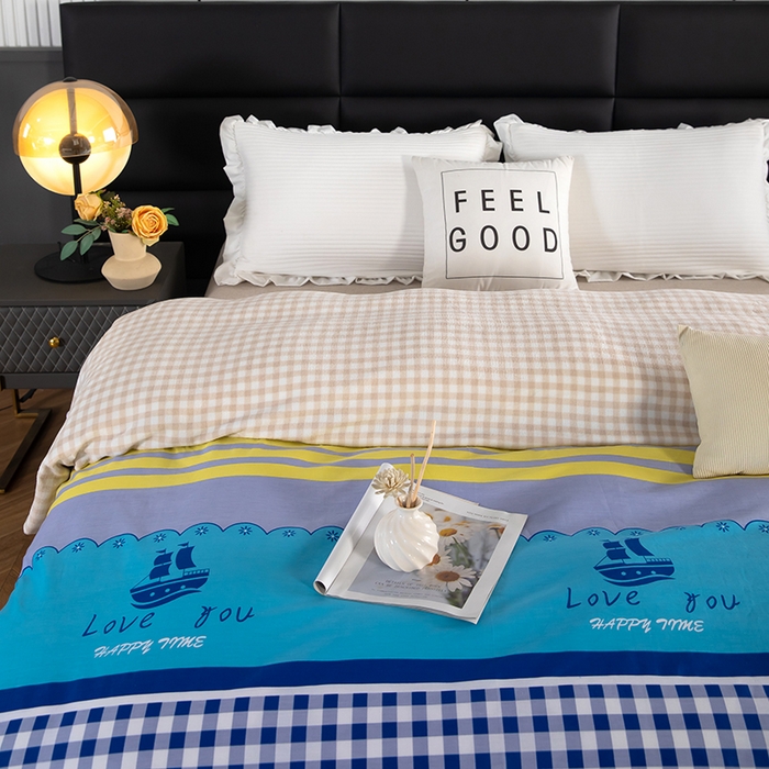 91家纺网 家纺一手货源 找家纺 2025新款纯棉加牛奶绒被套 扬帆起航