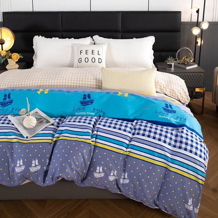 91家纺网 家纺一手货源 找家纺 2025新款纯棉加牛奶绒被套 扬帆起航