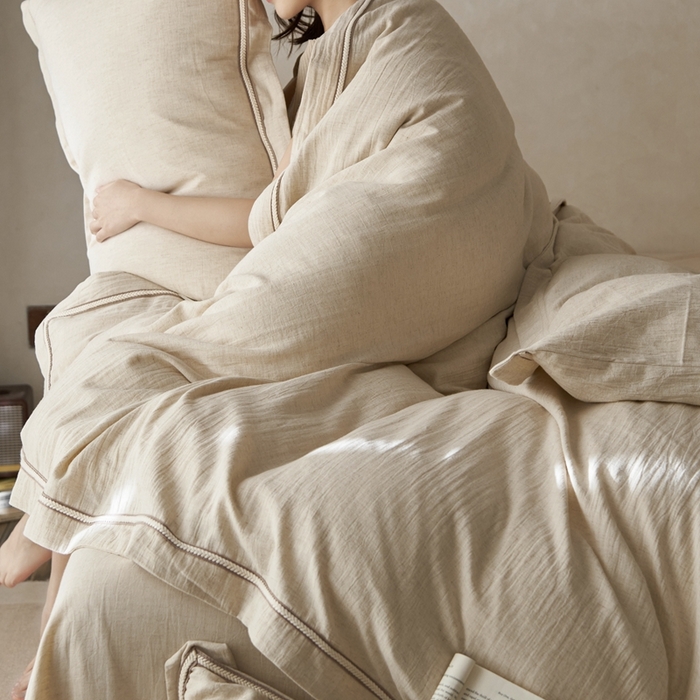 91家纺网 家纺一手货源 找家纺 安莱生活 2025新款人字纹三款工艺款四件套 人字纹麦穗款