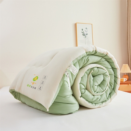 91家纺网 家纺一手货源 找家纺 （总）（买家秀爆款花色不断货）A类母婴级棉豆豆大豆被子春秋被秋冬被棉豆豆大豆纤维被子被芯水洗棉大豆被子纯色