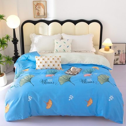 2025新款纯棉加牛奶绒被套 绿叶情深