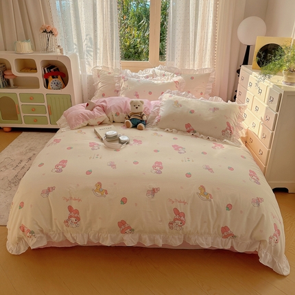 91家纺网 家纺一手货源 找家纺 （总）三朵家纺 2025新款全棉花边款三丽欧系列四件套