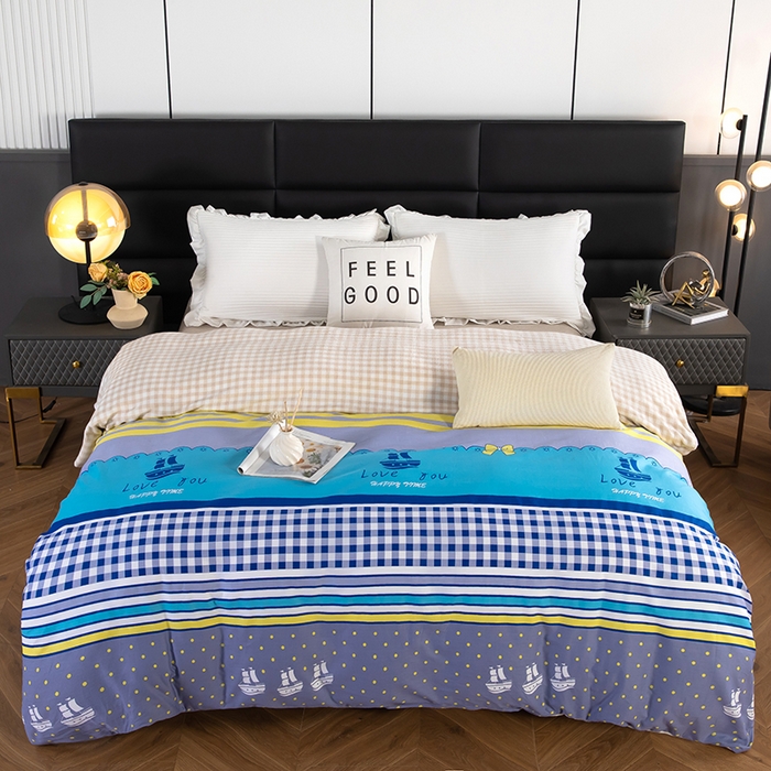 91家纺网 家纺一手货源 找家纺 2025新款纯棉加牛奶绒被套 扬帆起航