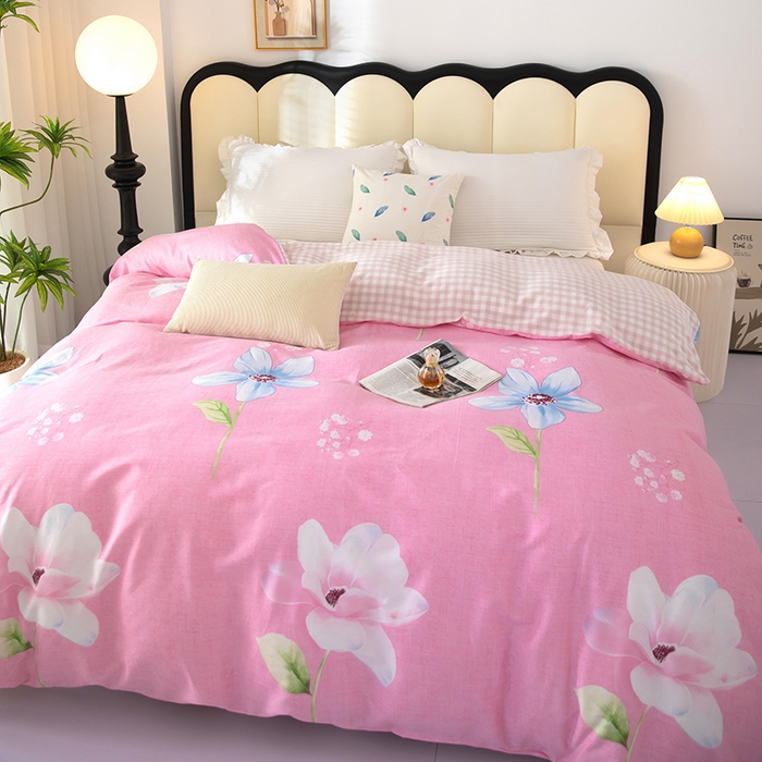 91家纺网 家纺一手货源 找家纺 2025新款纯棉加牛奶绒被套 空谷幽兰