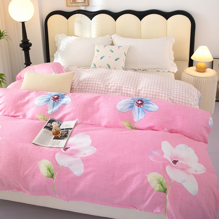 91家纺网 家纺一手货源 找家纺 2025新款纯棉加牛奶绒被套 空谷幽兰