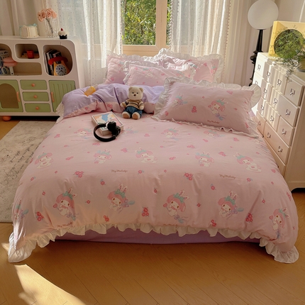 91家纺网 家纺一手货源 找家纺 （总）三朵家纺 2025新款全棉花边款三丽欧系列四件套