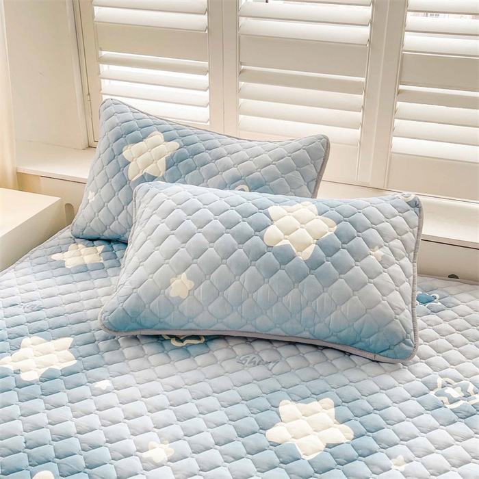 91家纺网 家纺一手货源 找家纺 【高克重加厚】雯豆 新品磨毛夹棉床笠印花水洗棉床笠三件套床垫保护罩 星光灿烂