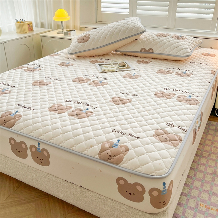 91家纺网 家纺一手货源 找家纺  【高克重加厚】雯豆 新品磨毛夹棉床笠印花水洗棉床笠三件套床垫保护罩 杰克王子