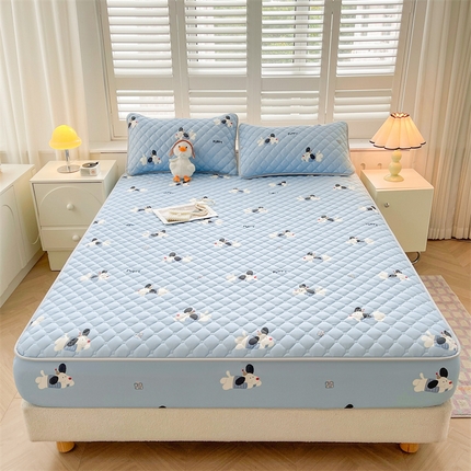 91家纺网 家纺一手货源 找家纺 总 【高克重加厚】雯豆 新品磨毛夹棉床笠印花水洗棉床笠三件套床垫保护罩