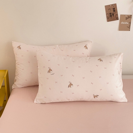 尤米 2025新款有氧针织双层纱单枕套 软萌兔