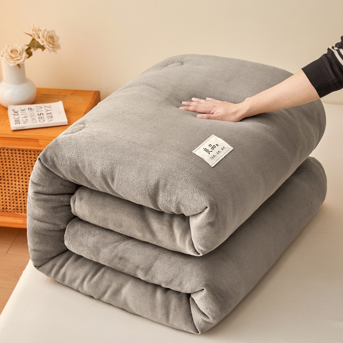 91家纺网 家纺一手货源 找家纺 牛魔王家居 2024新款双面牛奶绒加厚冬被被子被芯填充(白丝棉） 灰