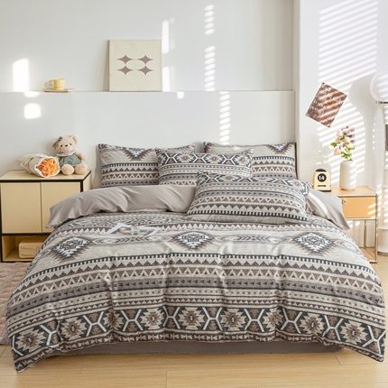 柠馨 2025新款13372全棉印花四件套无印风系列 波西米亚