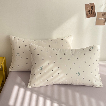 尤米 2025新款有氧针织双层纱单枕套 车厘子