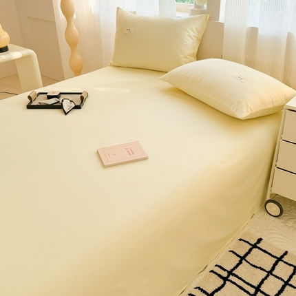 91家纺网 家纺一手货源 找家纺 眠博士 2025新款40支全棉纯色单品床单 床单-浅黄