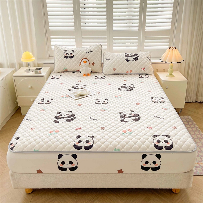 91家纺网 家纺一手货源 找家纺 【高克重加厚】雯豆 新品磨毛夹棉床笠印花水洗棉床笠三件套床垫保护罩 圆滚滚