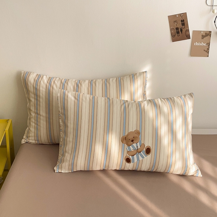 91家纺网 家纺一手货源 找家纺 尤米 2025新款有氧针织双层纱单枕套 布偶熊