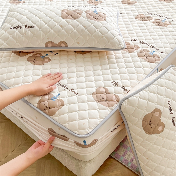 91家纺网 家纺一手货源 找家纺  【高克重加厚】雯豆 新品磨毛夹棉床笠印花水洗棉床笠三件套床垫保护罩 杰克王子