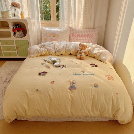 美乐迪家纺 2025新款全棉绣花四件套 萌宠组合