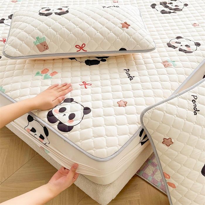 91家纺网 家纺一手货源 找家纺 【高克重加厚】雯豆 新品磨毛夹棉床笠印花水洗棉床笠三件套床垫保护罩 圆滚滚