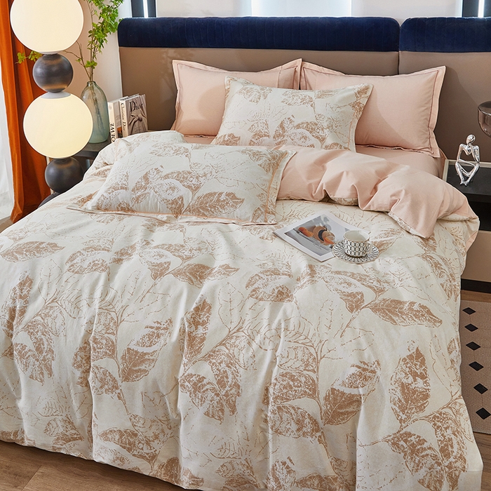 91家纺网 家纺一手货源 找家纺 雲归梦 2024新款加厚全棉生态磨毛大版四件套 爱情叶