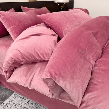 91家纺网 家纺一手货源 找家纺 （买家秀爆款不断货）A类母婴级纯色牛奶绒四件套珊瑚绒四件套雪花绒四件套婴儿绒四件套水晶绒四件套高克重 纯色款-豆沙