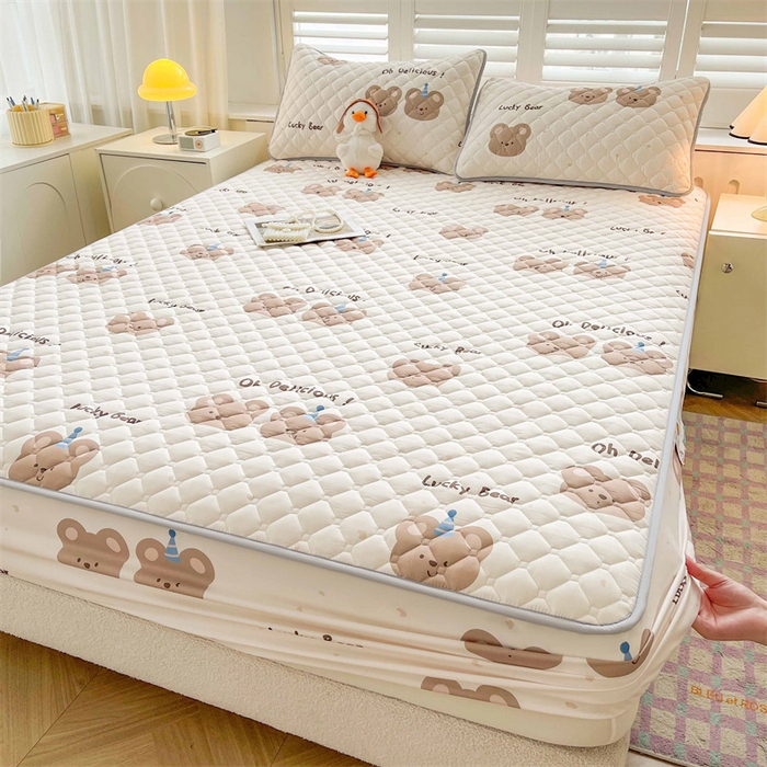 91家纺网 家纺一手货源 找家纺  【高克重加厚】雯豆 新品磨毛夹棉床笠印花水洗棉床笠三件套床垫保护罩 杰克王子