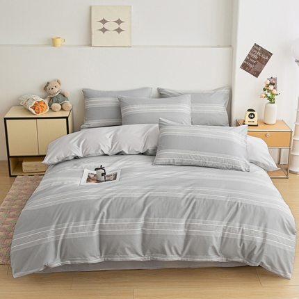 柠馨 2025新款13372全棉印花四件套无印风系列 叙白