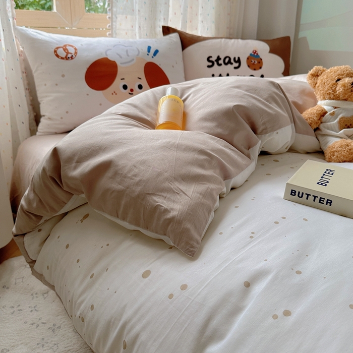 91家纺网 家纺一手货源 找家纺 美乐迪家纺 2025新款全棉绣花四件套 厨师狗狗