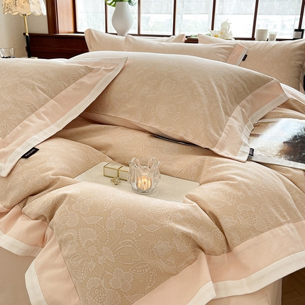 91家纺网 家纺一手货源 找家纺 （总） 2025新款冬季全棉磨毛四件套纯棉数码印花拼接被套床单轻奢风床笠款A类床上用品 