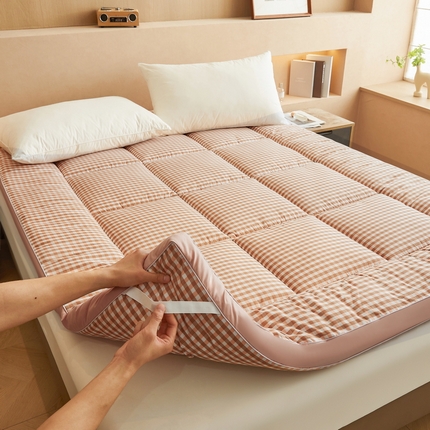 （买家秀爆款花型不断货）A类母婴级水洗棉床垫子羽丝棉床垫子水洗棉床护垫子水洗棉床垫褥子学生宿舍床垫子 豆沙格