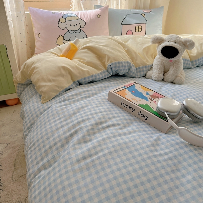 91家纺网 家纺一手货源 找家纺 美乐迪家纺 2025新款全棉绣花四件套 晚安狗狗