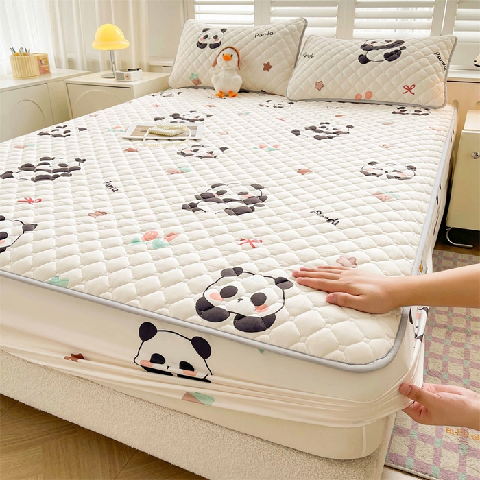 91家纺网 家纺一手货源 找家纺 【高克重加厚】雯豆 新品磨毛夹棉床笠印花水洗棉床笠三件套床垫保护罩 圆滚滚