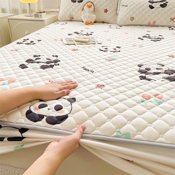 91家纺网 家纺一手货源 找家纺 【高克重加厚】雯豆 新品磨毛夹棉床笠印花水洗棉床笠三件套床垫保护罩 圆滚滚