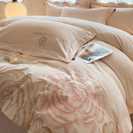 91家纺网 家纺一手货源 找家纺 （总） 2025新款A类加厚保暖全棉磨毛四件套纯棉重工刺绣花轻奢风床单被套纯色床笠款床上用品