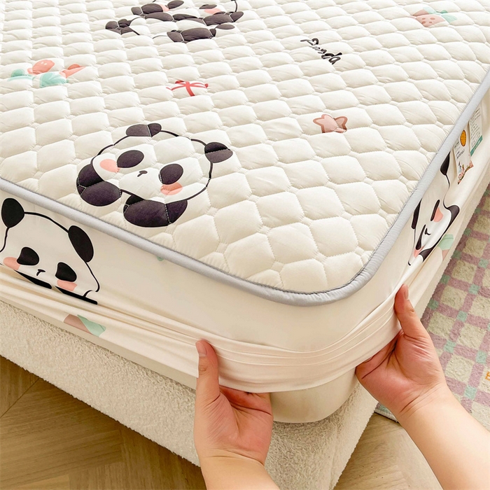 91家纺网 家纺一手货源 找家纺 【高克重加厚】雯豆 新品磨毛夹棉床笠印花水洗棉床笠三件套床垫保护罩 圆滚滚