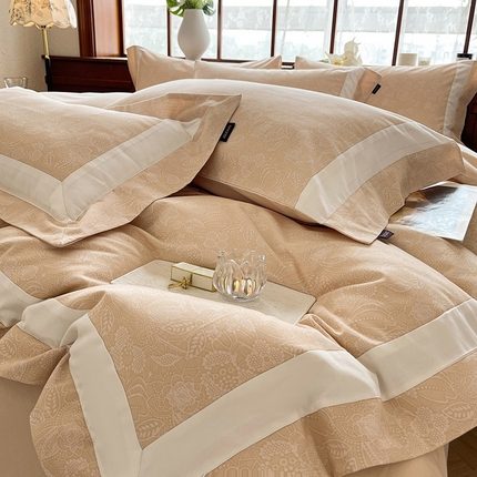 91家纺网 家纺一手货源 找家纺 （总） 2025新款冬季全棉磨毛四件套纯棉数码印花拼接被套床单轻奢风床笠款A类床上用品 