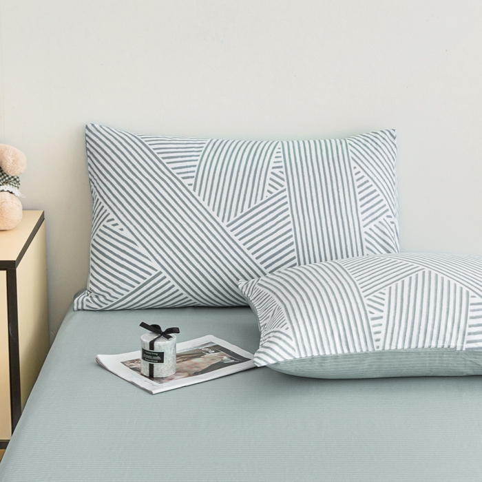 91家纺网 家纺一手货源 找家纺 柠馨 2025新款13372全棉印花四件套无印风系列 编制生活绿