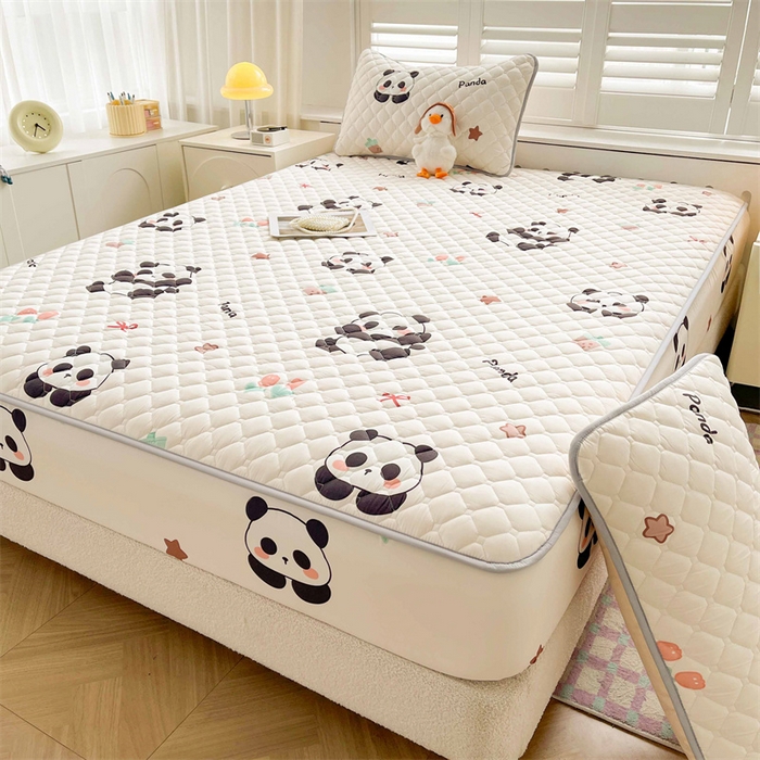 91家纺网 家纺一手货源 找家纺 【高克重加厚】雯豆 新品磨毛夹棉床笠印花水洗棉床笠三件套床垫保护罩 圆滚滚