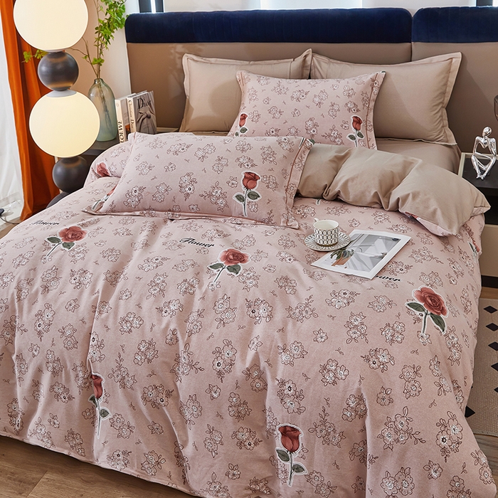 91家纺网 家纺一手货源 找家纺 雲归梦 2024新款加厚全棉生态磨毛大版四件套 玫瑰香雅