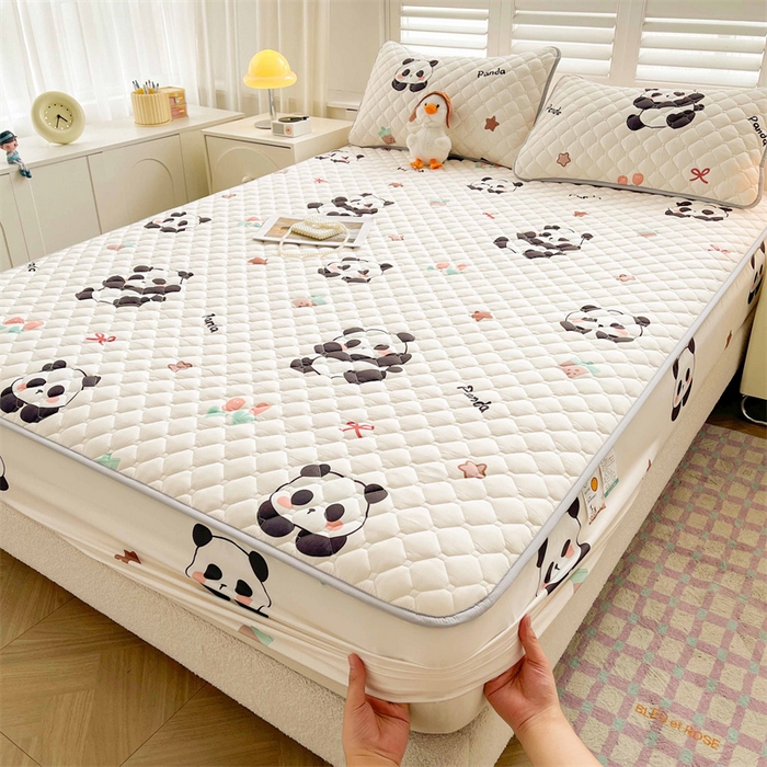 91家纺网 家纺一手货源 找家纺 【高克重加厚】雯豆 新品磨毛夹棉床笠印花水洗棉床笠三件套床垫保护罩 圆滚滚