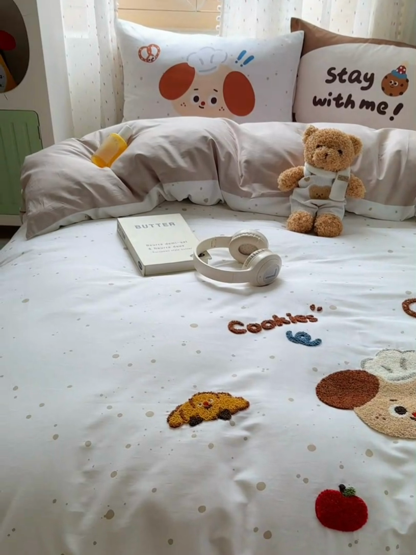 91家纺网 家纺一手货源 找家纺 美乐迪家纺 2025新款全棉绣花四件套 厨师狗狗