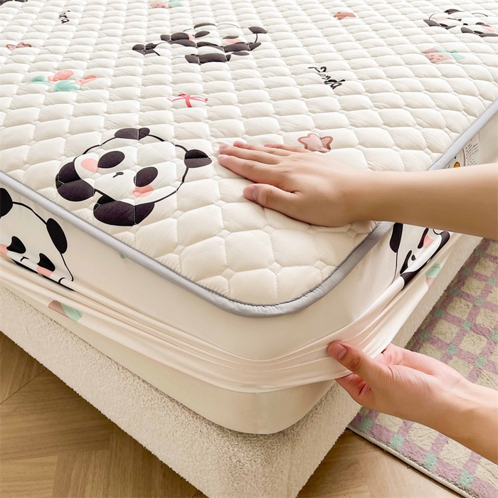 91家纺网 家纺一手货源 找家纺 【高克重加厚】雯豆 新品磨毛夹棉床笠印花水洗棉床笠三件套床垫保护罩 圆滚滚