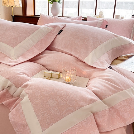 91家纺网 家纺一手货源 找家纺 （总） 2025新款冬季全棉磨毛四件套纯棉数码印花拼接被套床单轻奢风床笠款A类床上用品 