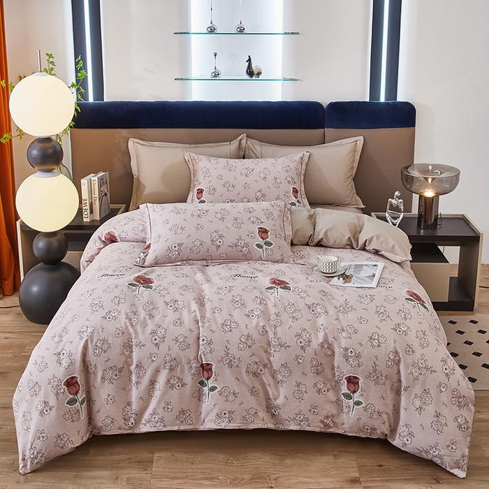 91家纺网 家纺一手货源 找家纺 雲归梦 2024新款加厚全棉生态磨毛大版四件套 玫瑰香雅