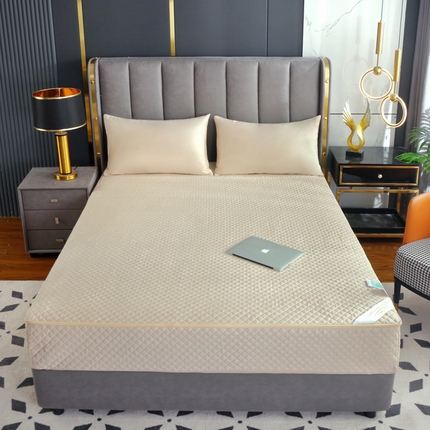 91家纺网 家纺一手货源 找家纺 （总）乐逸家纺 2025新品清雅全棉六面全包夹棉床笠